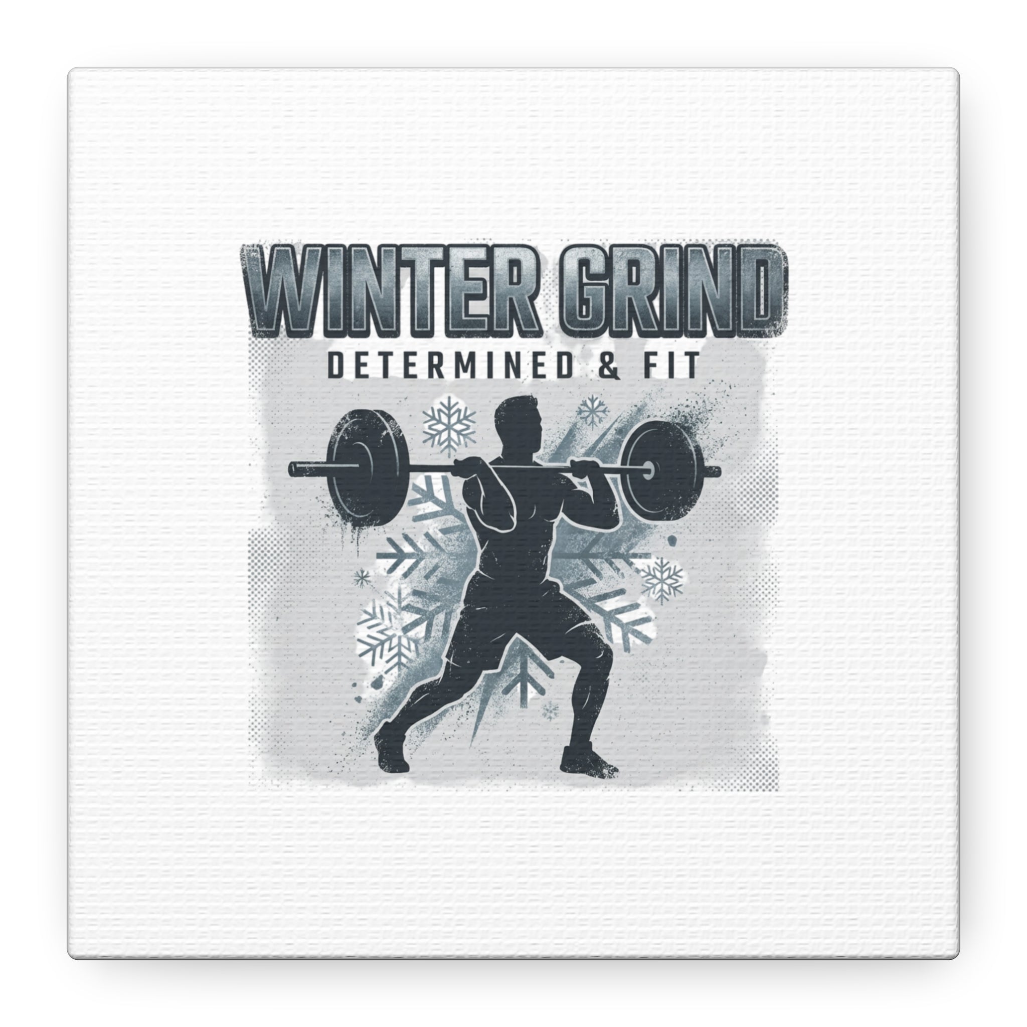 Winter Grind Barbell Canvas | Motivational Gym Art, Winter Workout Decor