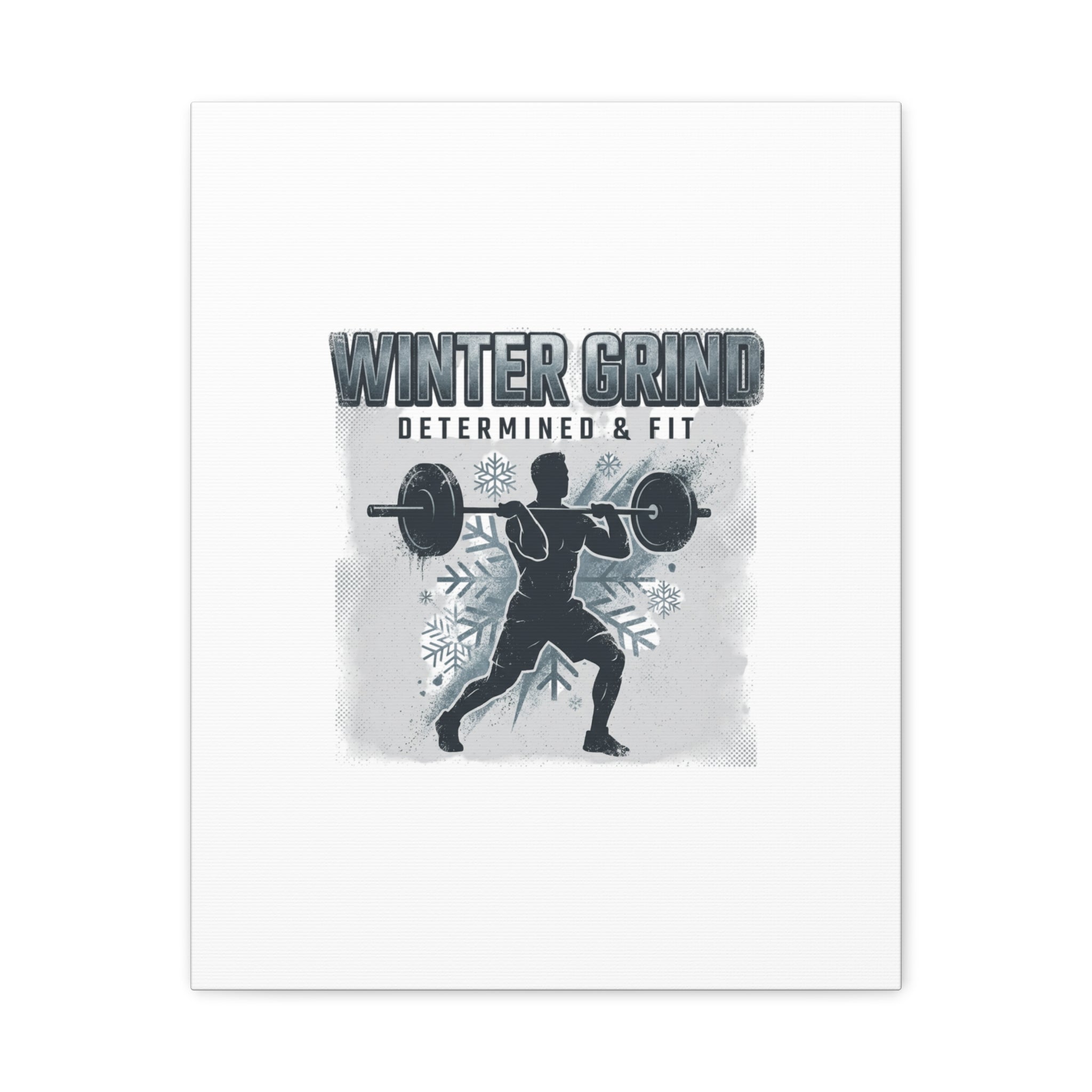 Winter Grind Barbell Canvas | Motivational Gym Art, Winter Workout Decor