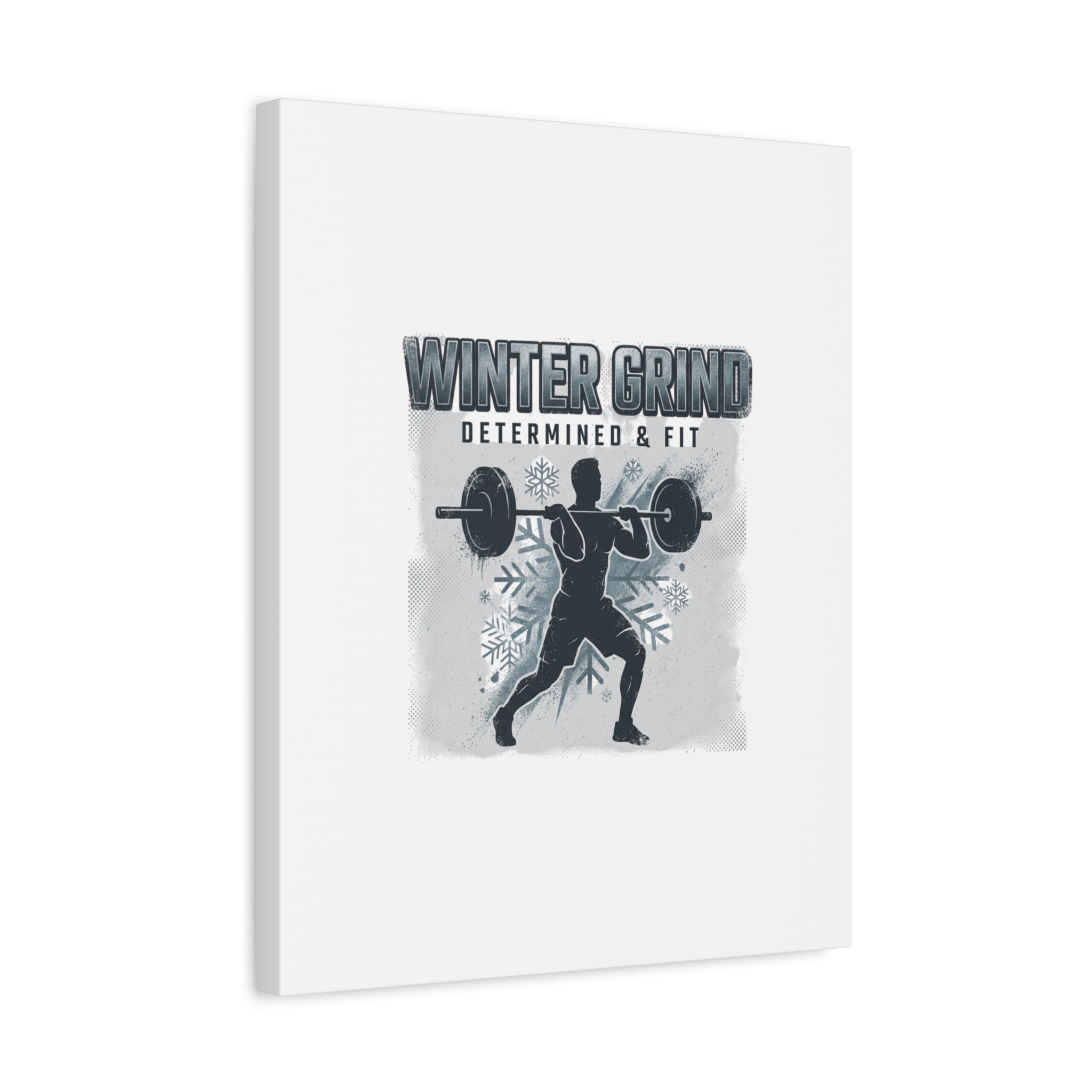Winter Grind Barbell Canvas | Motivational Gym Art, Winter Workout Decor