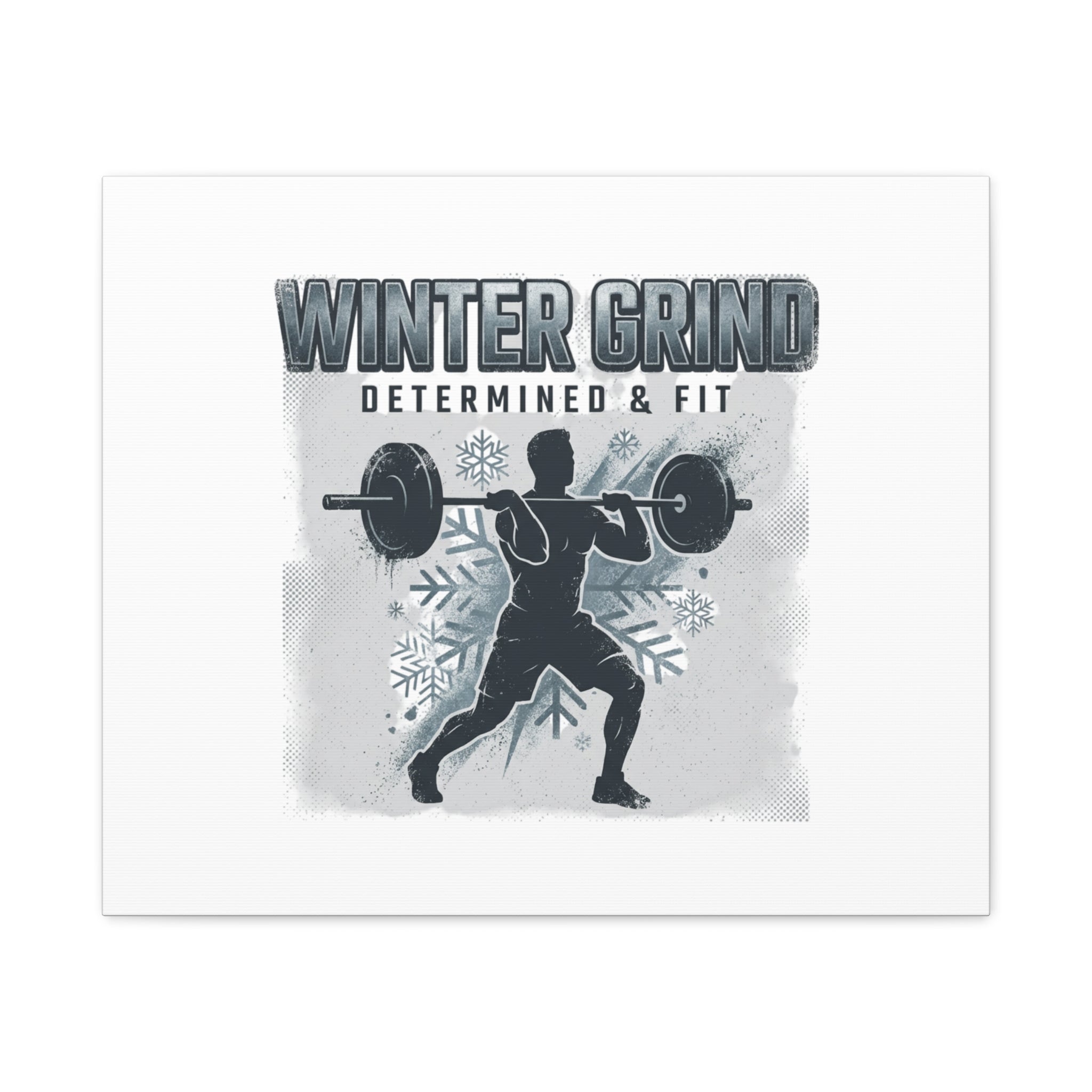 Winter Grind Barbell Canvas | Motivational Gym Art, Winter Workout Decor