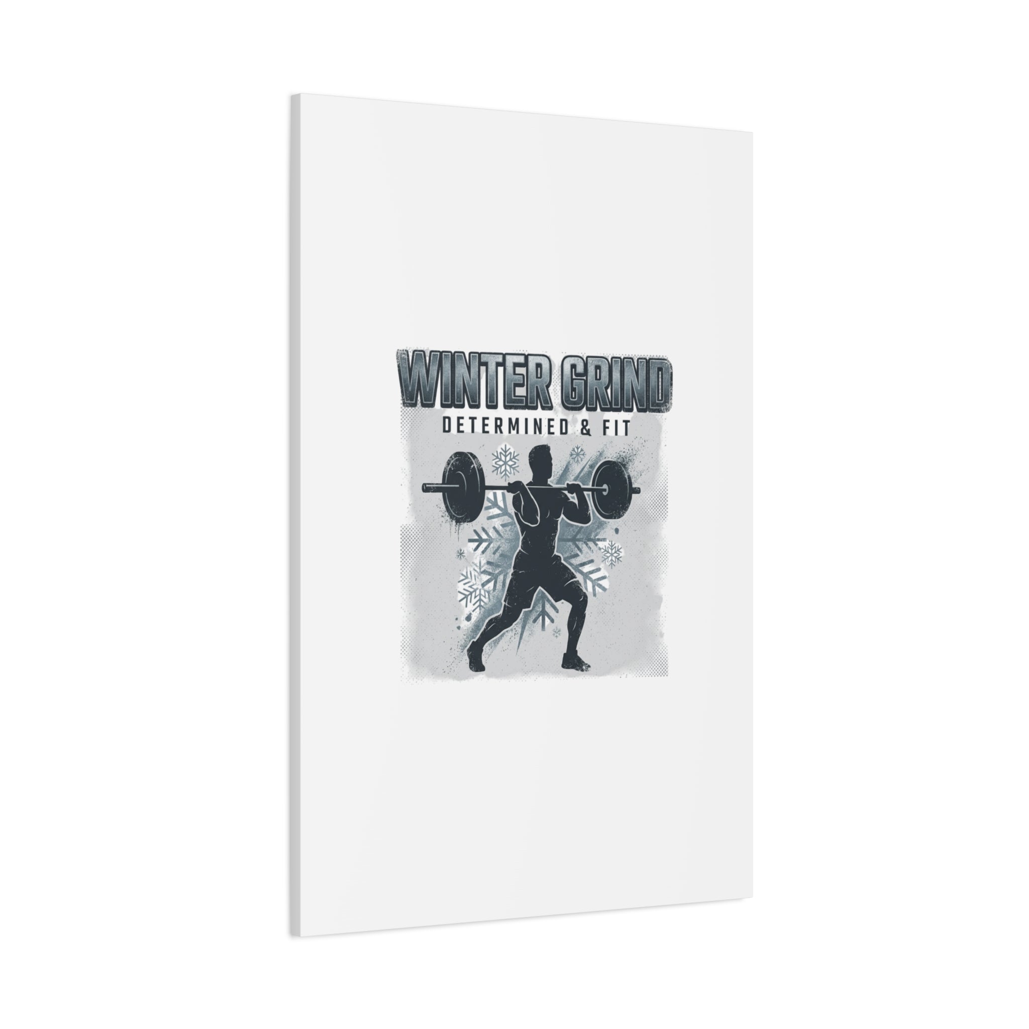 Winter Grind Barbell Canvas | Motivational Gym Art, Winter Workout Decor