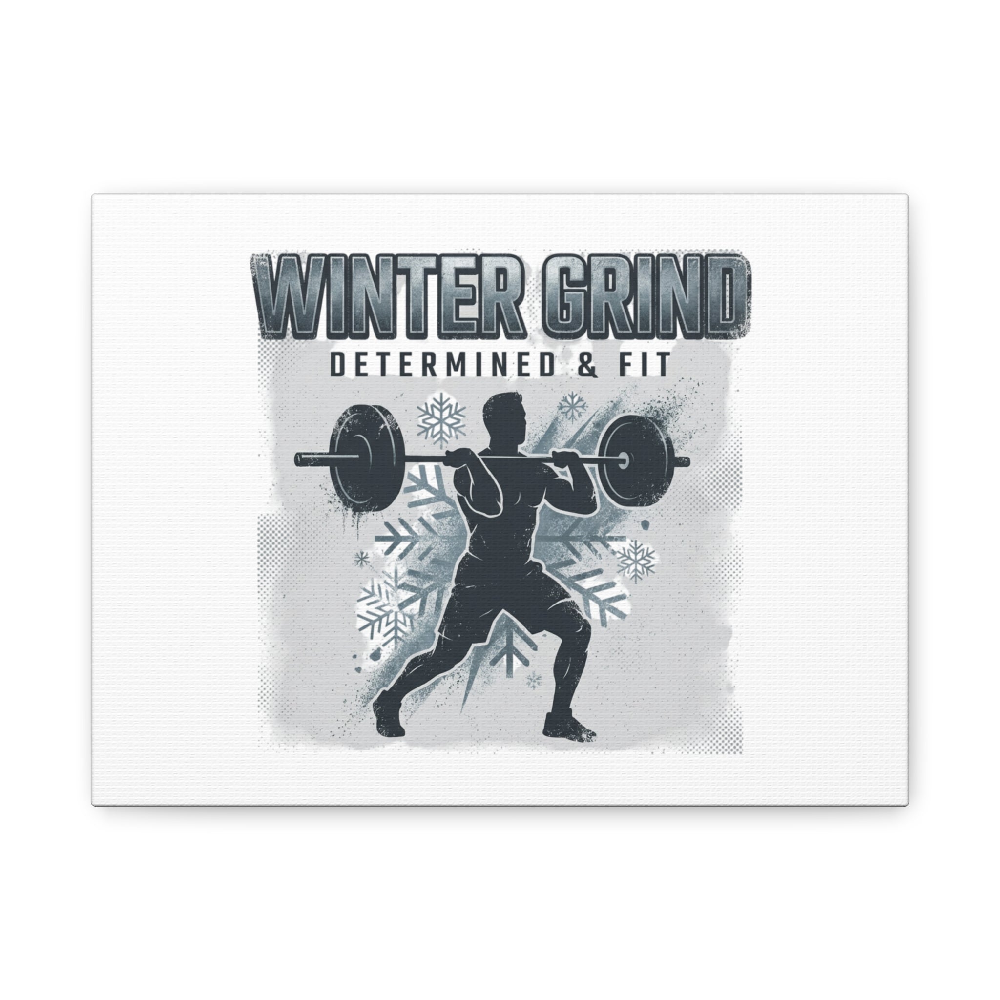 Winter Grind Barbell Canvas | Motivational Gym Art, Winter Workout Decor