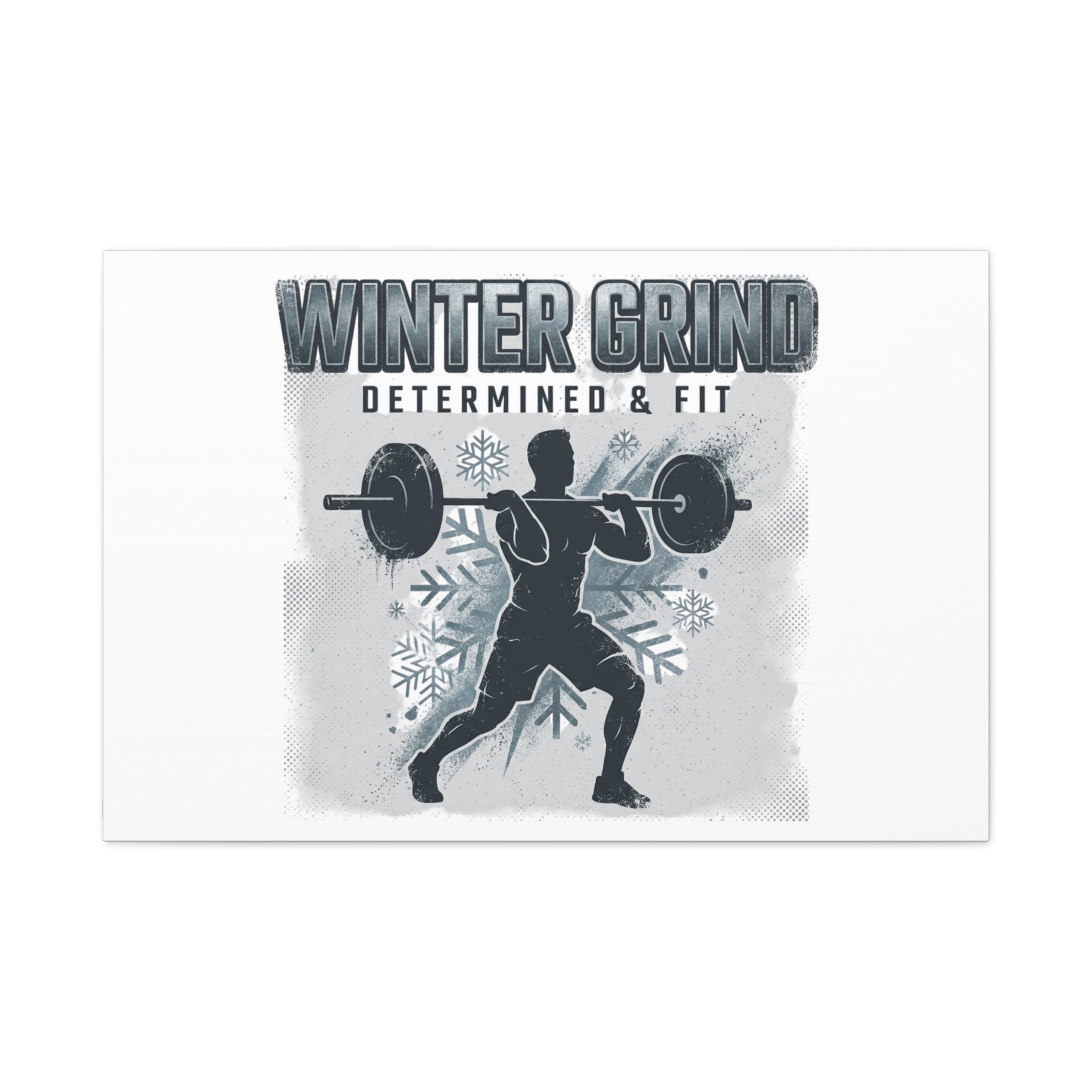 Winter Grind Barbell Canvas | Motivational Gym Art, Winter Workout Decor