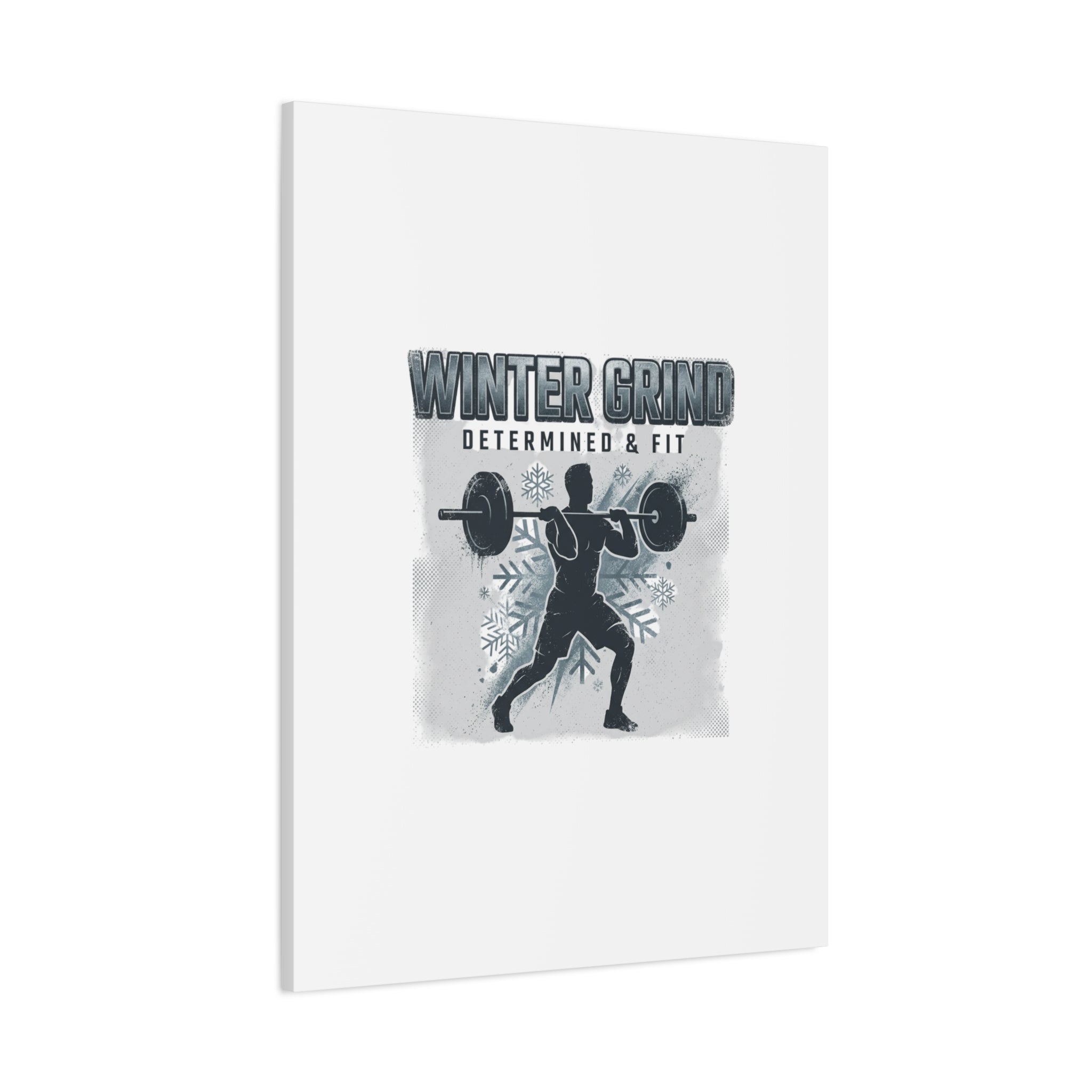 Winter Grind Barbell Canvas | Motivational Gym Art, Winter Workout Decor
