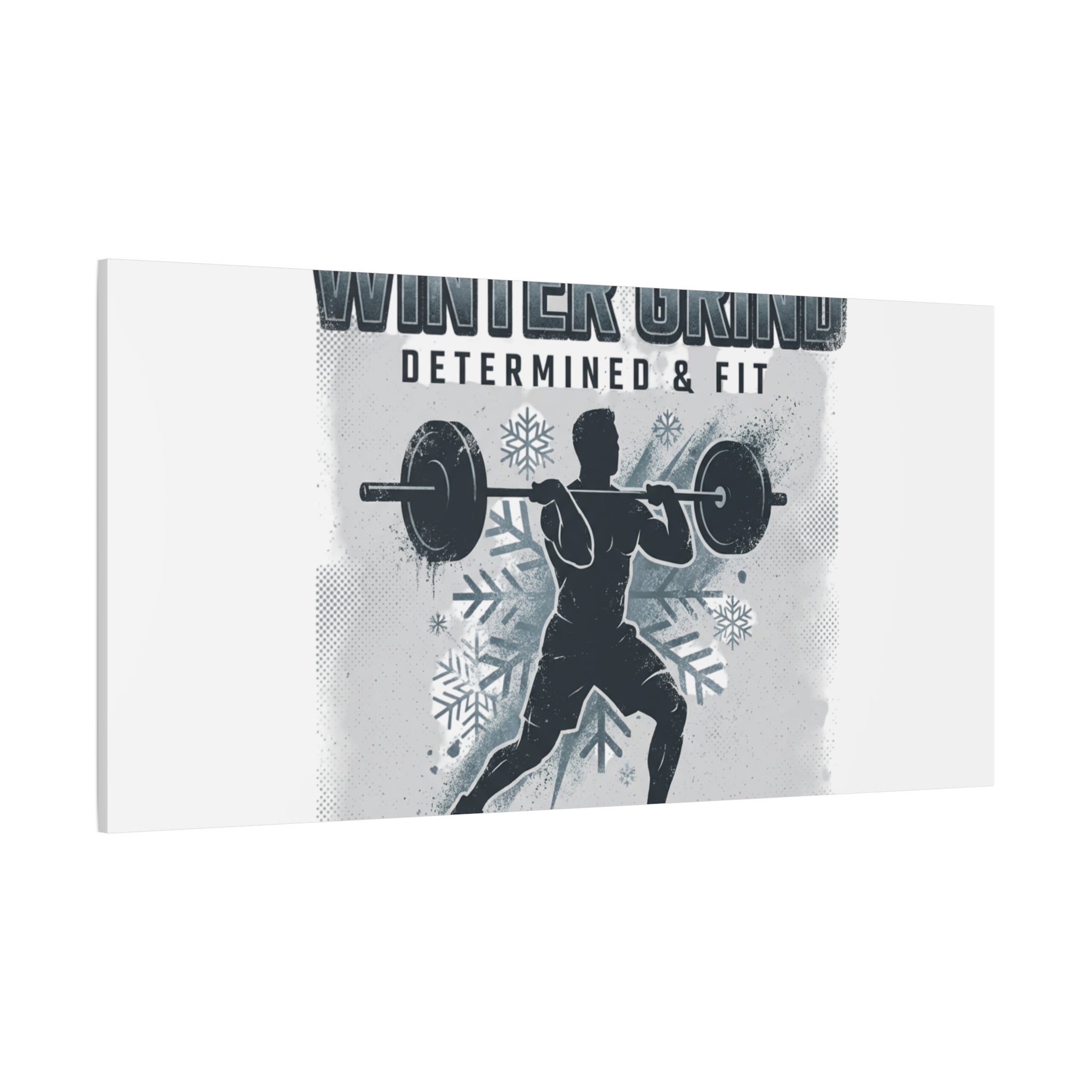 Winter Grind Barbell Canvas | Motivational Gym Art, Winter Workout Decor