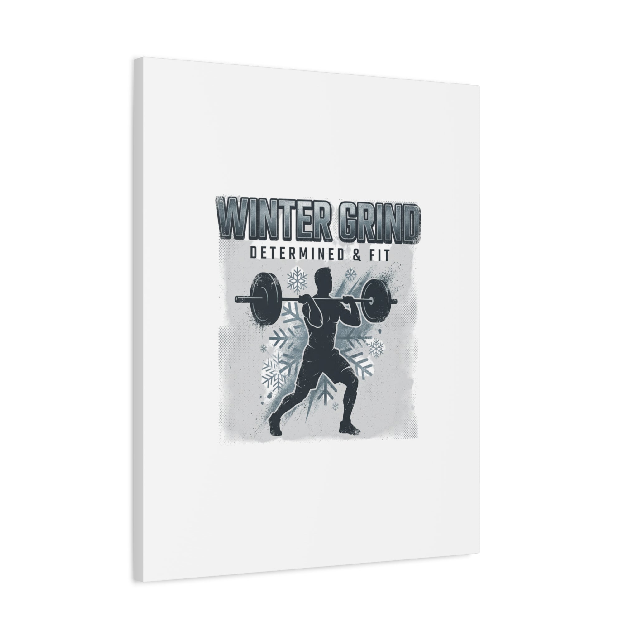 Winter Grind Barbell Canvas | Motivational Gym Art, Winter Workout Decor